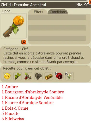 Recette clef donjon des Abraknydes