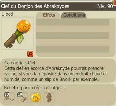 Recette clef donjon des Abraknydes