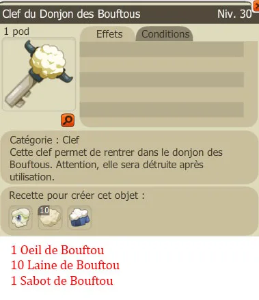 Recette clef donjon des Bouftous