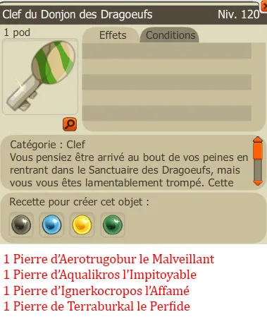 Recette clef du donjon des Dragoeufs
