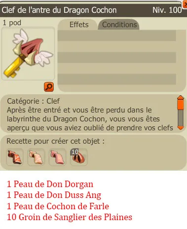 Recette clef Antre du Dragon Cohon