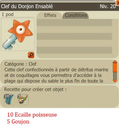 Recette clef donjon Ensablé