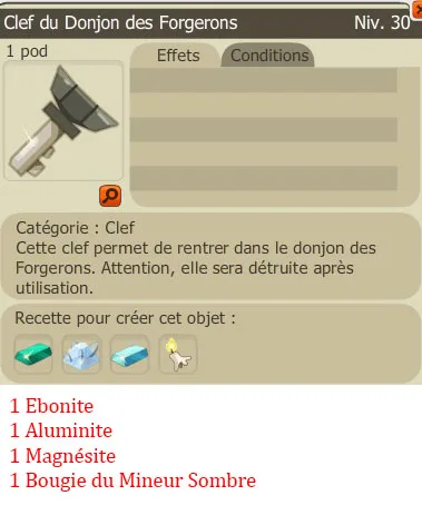 Recette clef des Forgerons