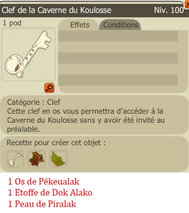 Recette clef donjon du Koulosse