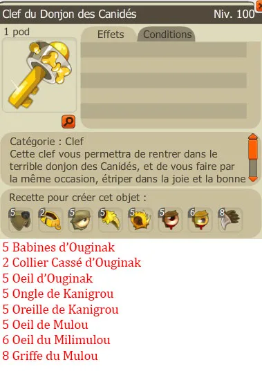 Recette clef donjon des Canidés