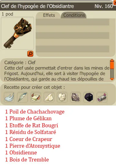 Recette clef Hypogée de l'Obsidiantre