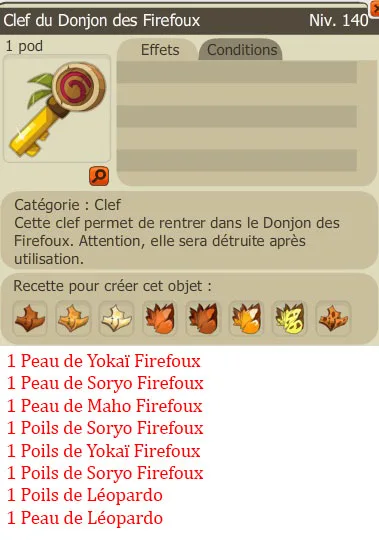 Recette clef donjon des Firefoux