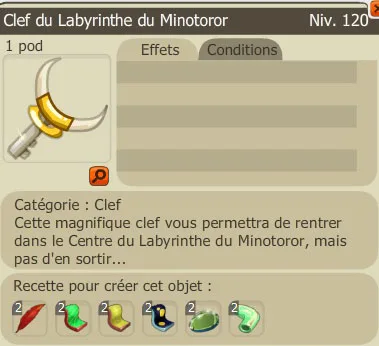Recette clef du Labyrinthe du Minotoror