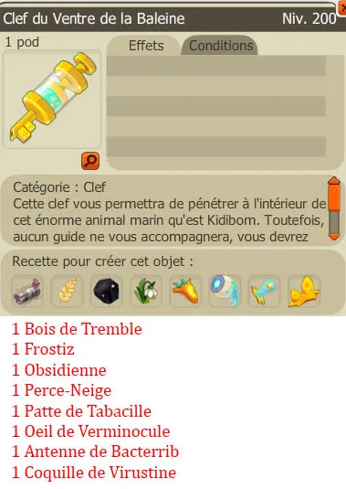 Recette clef Ventre de la Baleine