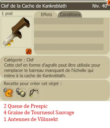 Recette clef donjon des Abraknydes