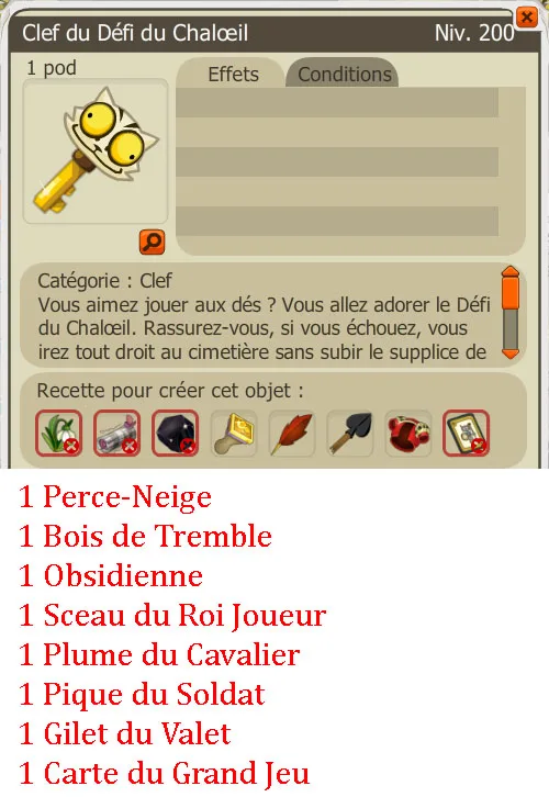 Recette clef donjon 