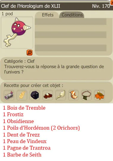 Recette clef donjon 