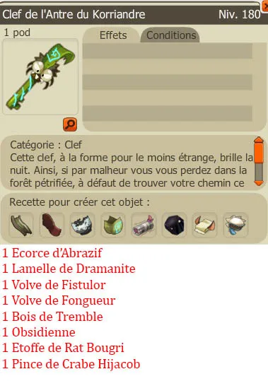 Recette clef donjon Antre du Korriandre