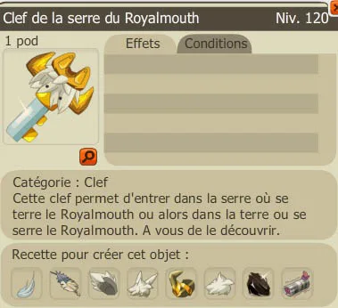 Recette clef La serre du Royal Mouth