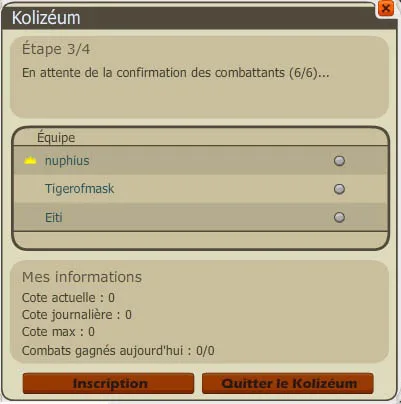 Attente des joueurs Kolizéum