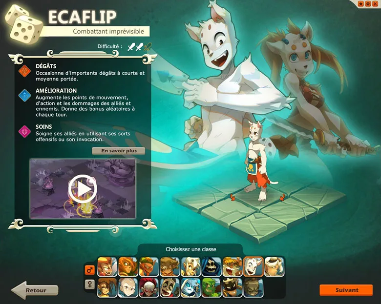 Interface création de personnage