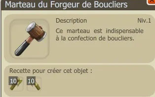 Outil métier forgeur de bouclier
