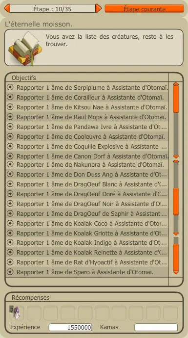 Quête du dofus ocre, liste des archimonstres