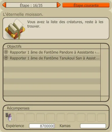Quête du dofus ocre, liste des archimonstres