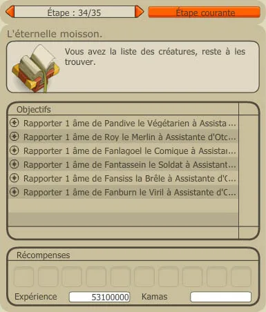 Quête du dofus ocre, liste des archimonstres