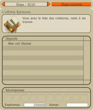 Quête du dofus ocre, liste des archimonstres