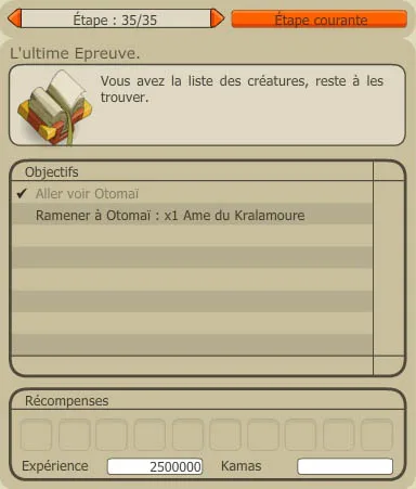 Quête du dofus ocre, liste des archimonstres